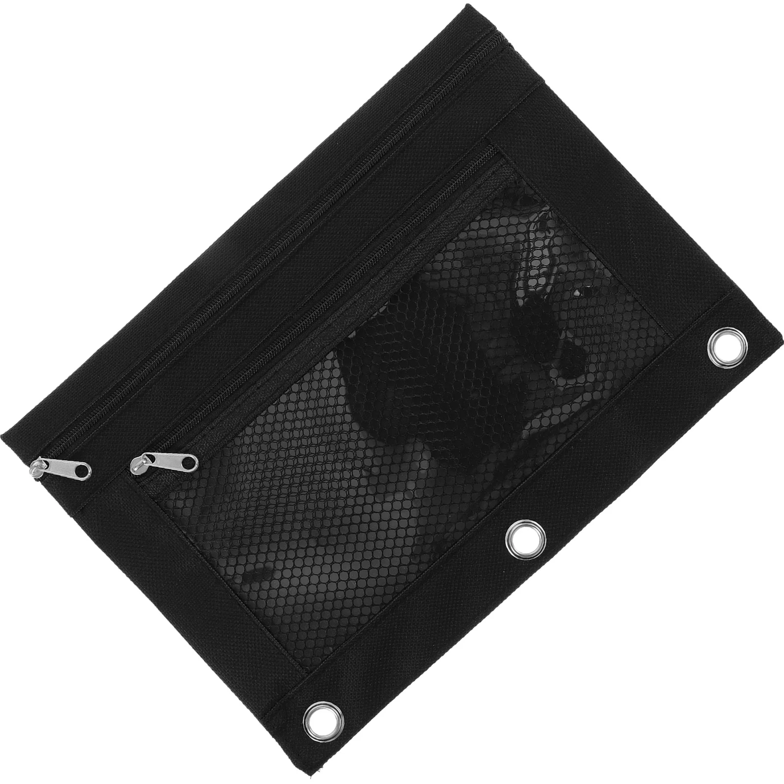 

Three-hole Case Oxford Cloth B5 Stationery Bag Transparent Binder Office (black) Pouch File Storage