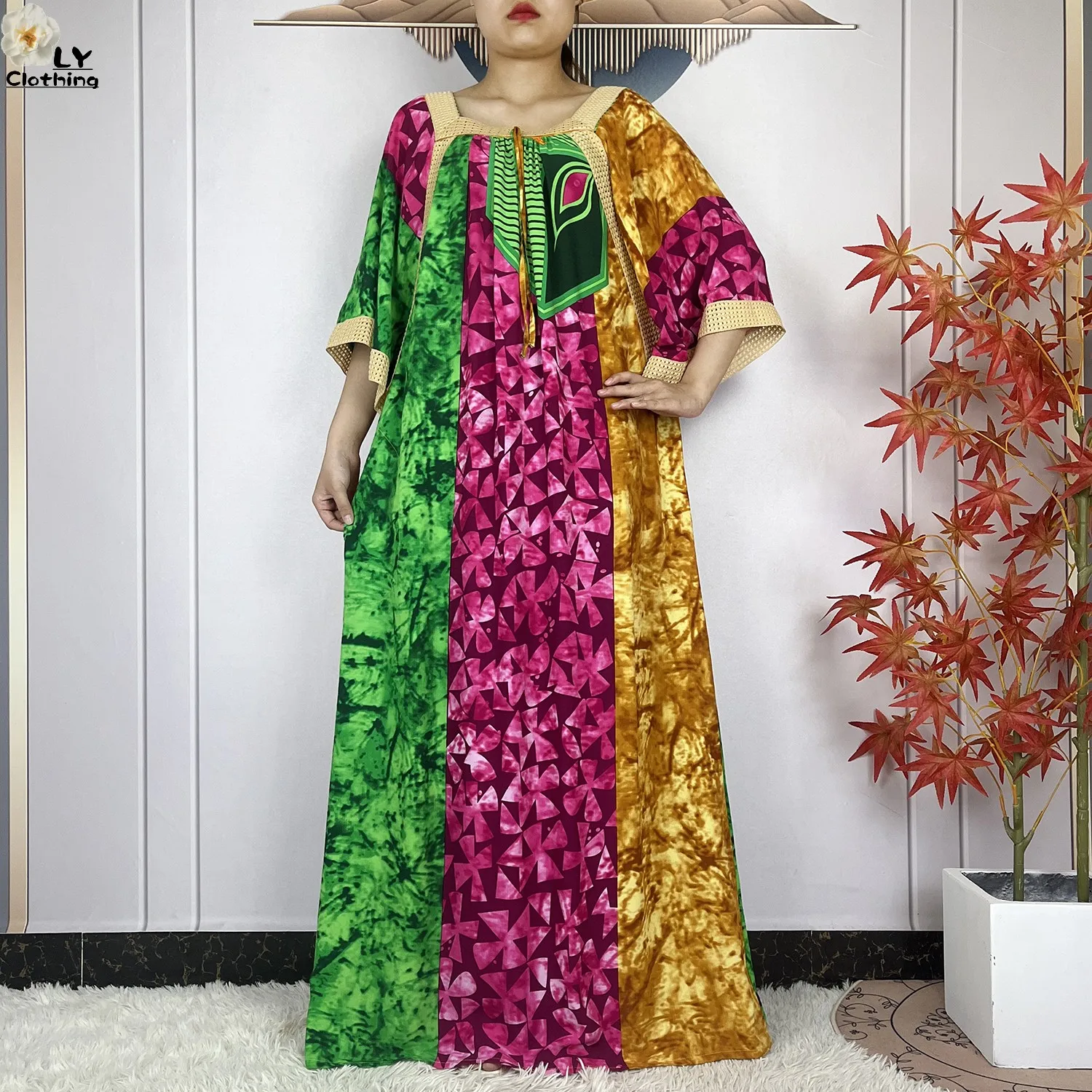 Новое летнее африканское платье Абая высокого качества из хлопка с большим