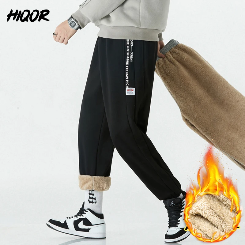 

HIQOR Autumn Winter Fleece Sweatpants Men's Clothing Male Trousers Fashion Drawstring Casual Pants Jogging Warm Harajuku Pants