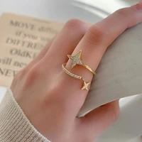 fashion personality star rhinestone ring for women 2022 fashion trend adjustable index finger open zircon ring jewelry gift