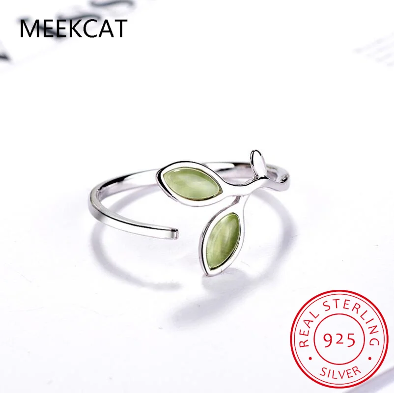 MEEKCAT стерлингового серебра 925 пробы надежда зеленое дерево листья бутоны дерева