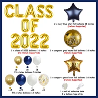 sursurpirse navy blue white balloon garland arch kit gold confetti star foil balloon for class of 2022 graduation party supplies