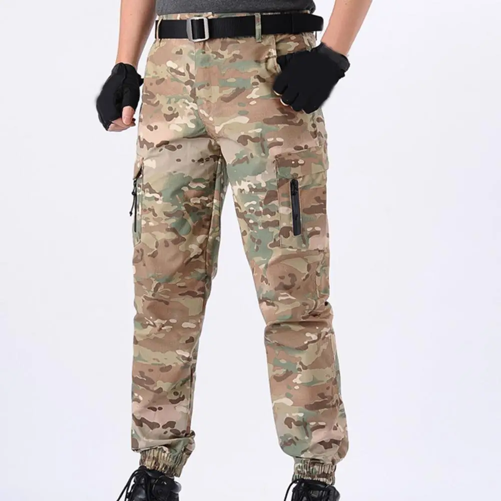 

Cargo Pants Camouflage Print Fitness Pants Men Deep Crotch Fashion Multi Pockets Deep Crotch Training Slacks