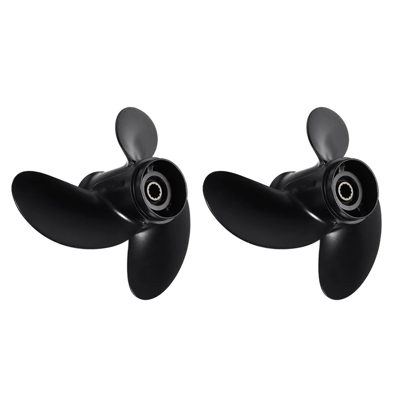 

2X 3B2-64515-0 Outboard Propeller For Tohatsu/Nissan/Mercury 8-9.8Hp R-Rotation Aluminum Alloy 3 Blades 12 Spline Tooth