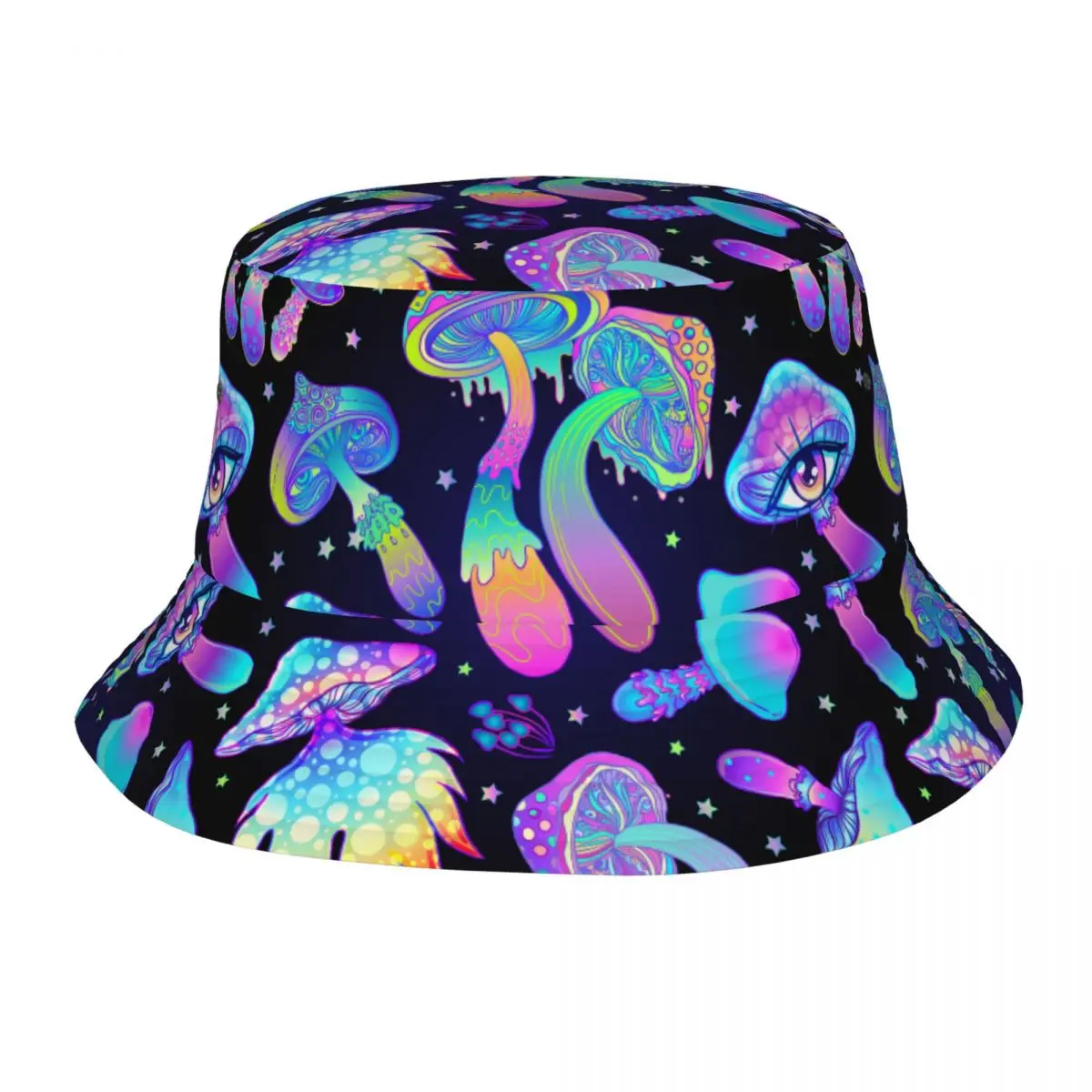 

Summer Travel Headwear Trippy Mushroom Psychedelic Bucket Hats Street Unisex Sun Hat Shrooms Session Hats Fishing Hats Hiking