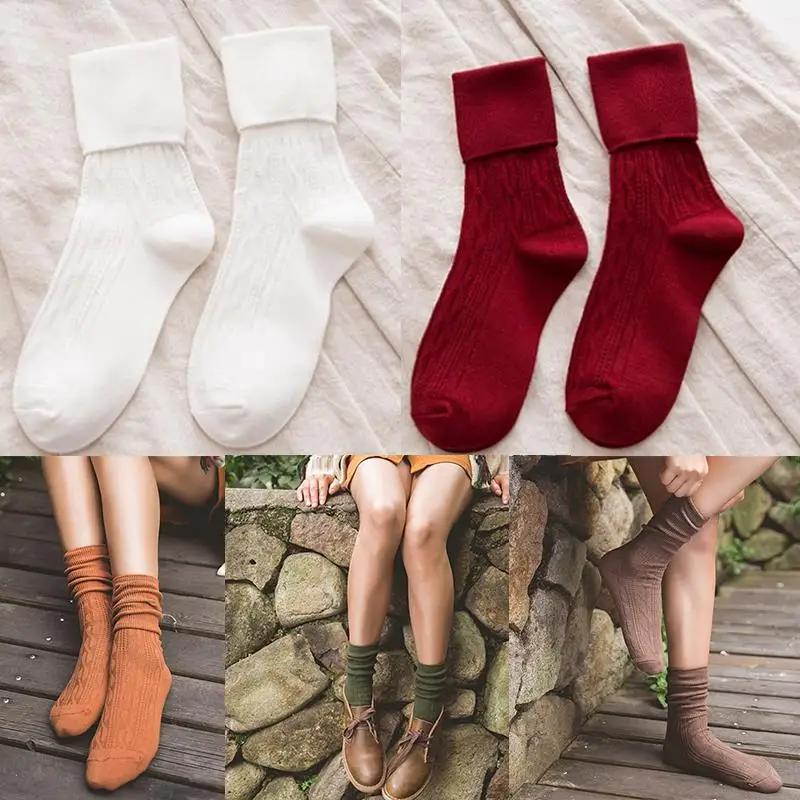 

1 пара толстых носков, дизайнерские спортивные носки, высокие спортивные носки, хлопковые повседневные теплые зимние женские модные ретро н...