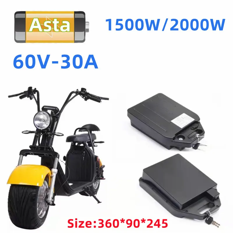 

Waterproof Rechargeable 60V 30Ah Li Ion Battery for 1500w 2000W Citycoco X7 X8 X9 Trolling Motor Lithium Battery + 3A Charger