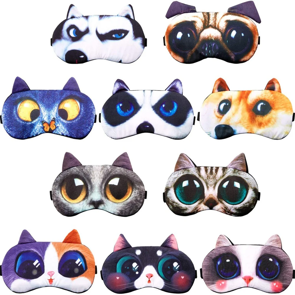 Cute 3d Dog Cat Sleep Eye Masks Cosplay Cartoon Animals Eye Covers for Travel Naps Night Mask Comfortable Lightproof Eye Patches