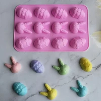 3 kinds easter silicone mold rabbit colored egg chocolate cake mold holiday decoration baking tools manual soap mould