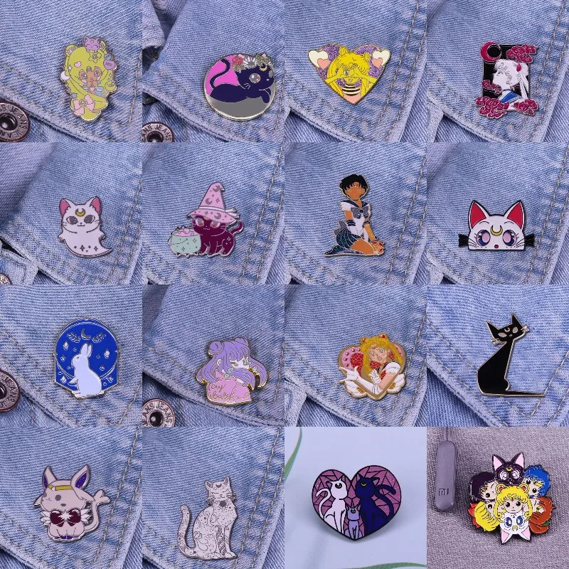 Жесткие эмалевые булавки в виде милой красивой девушки форме Луны коллекция