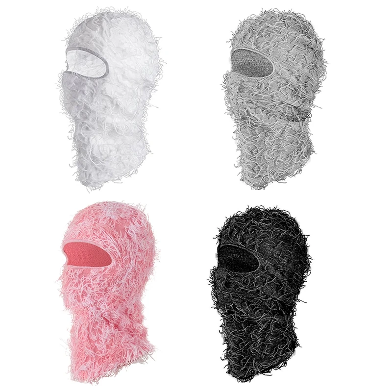 Лыжная маска с эффектом потертости Полнолицевая вязаная пушистым для мужчин и