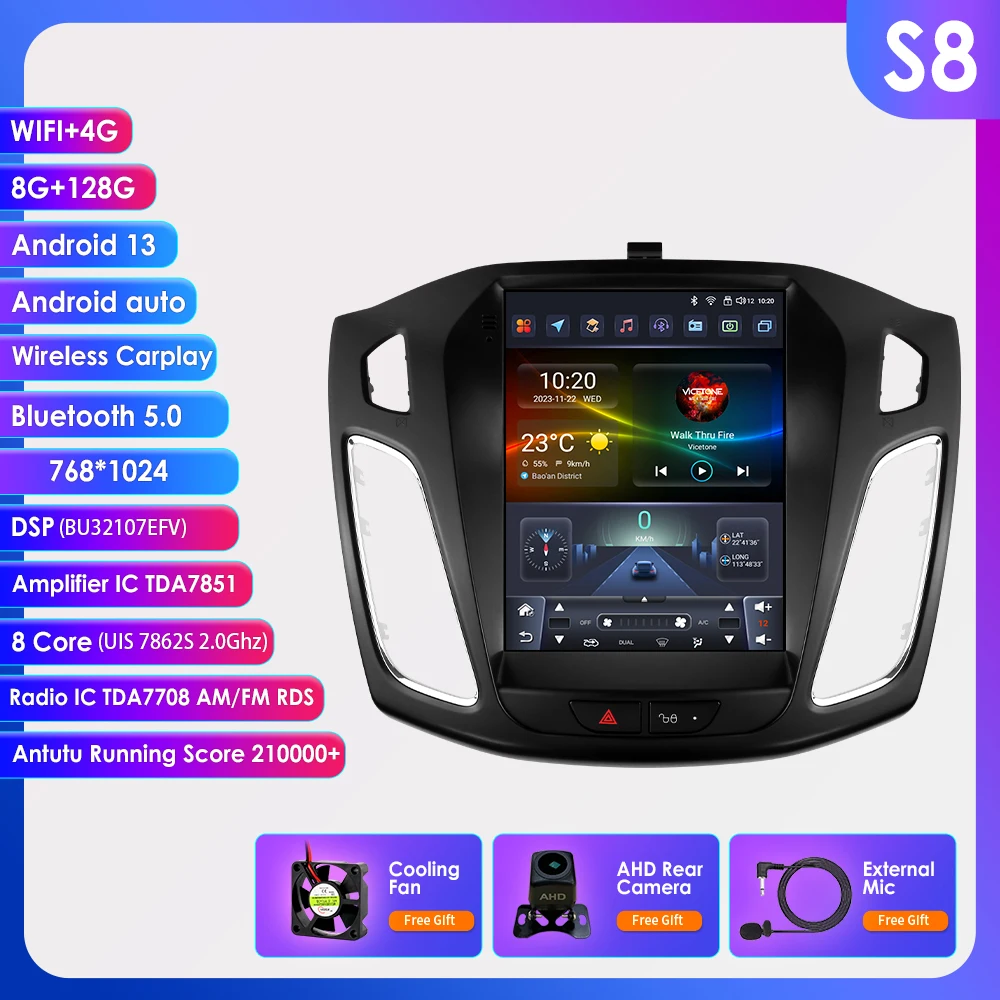 Автомагнитола Hizpo для Ford Focus 3, мультимедийный видеоплеер 2 Din на Android 13 для Ford Focus 3, Mk 3, 9,7-2011, 2012 - 2019