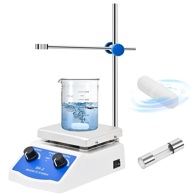 Lab Magnetic Stirrer Plate Hot Stir Mixer For Chemistry Equipment 1000Ml Capacity 100-2000 RPM Speed Resin US Plug