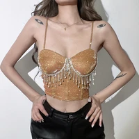 2022 summer sexy slim straight neck exposed navel with suspender vest for women