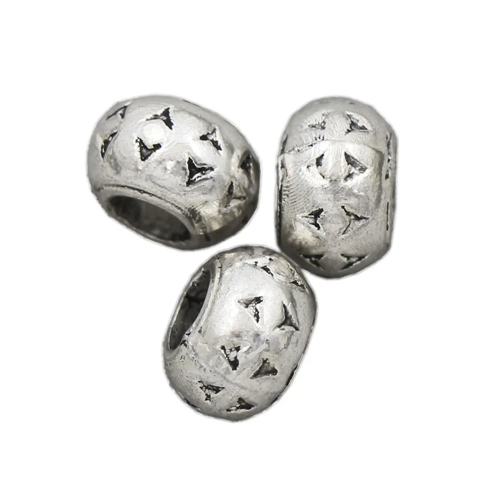 

28Pcs Antique Silver Smooth Rondelle Triangle Design Cuentas Bisutería Beads Fashion Jewelry Findings Components 10x10mm L1437