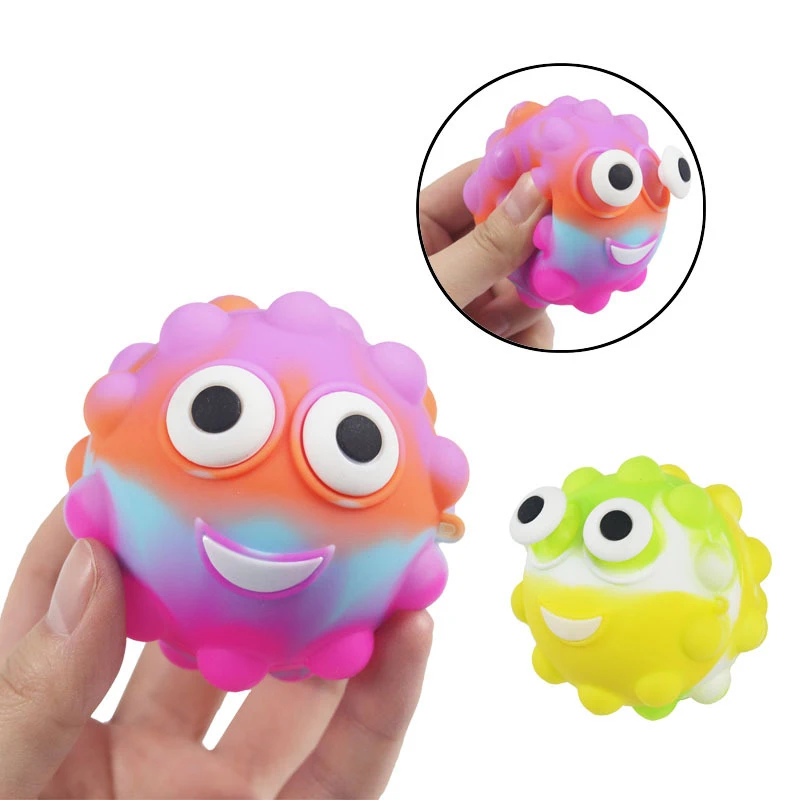 

3D Soft Bubble Vent Decompression Silicone Pinch Eye Bouncing Ball Stress Reliever Squeeze Toys Squishies Fidget Toy for Anxiety