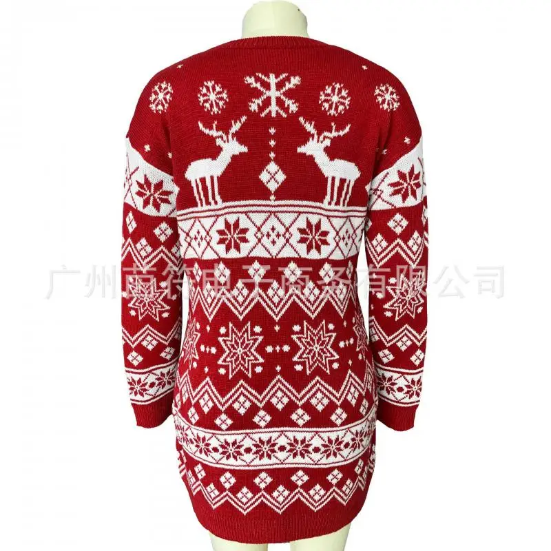 

Женское трикотажное жаккардовое платье с рождественской тематикой, новинка 2023