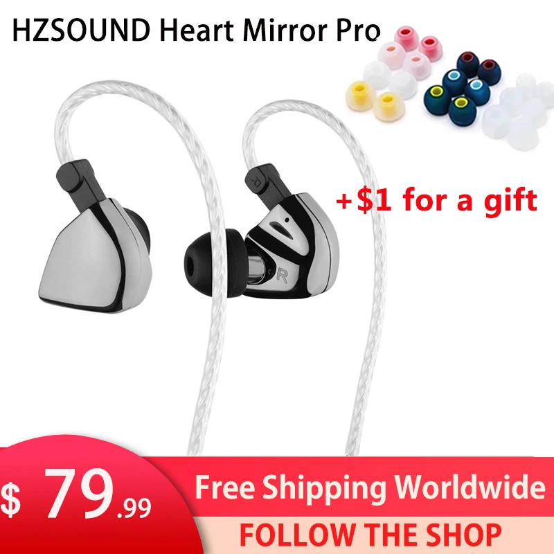 HZSOUND Heart Mirror Pro 10mm CNT Diaphragm In-ear Monitor 2Pin Connector Earphone HiFi Headphone Music Headset Wired Earbuds - купить по