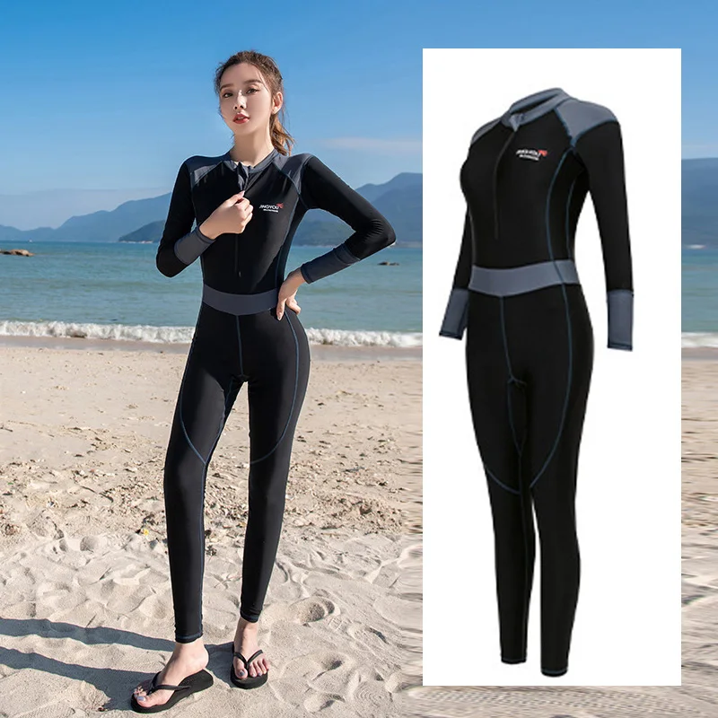 

Rash Guard Full Bodysuit Dive Skin Women Men UV Protection One Piece Swimsuit Long Sleeve Spandex Front Zip for Snorkeling Swim