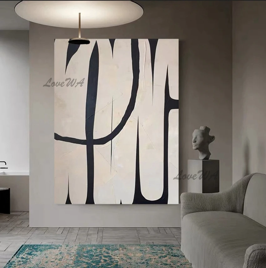 Современное настенное украшение для гостиной Текстурированная абстрактная живопись Простой дизайн Холст Большое художественное произведение для дома Без рамки.