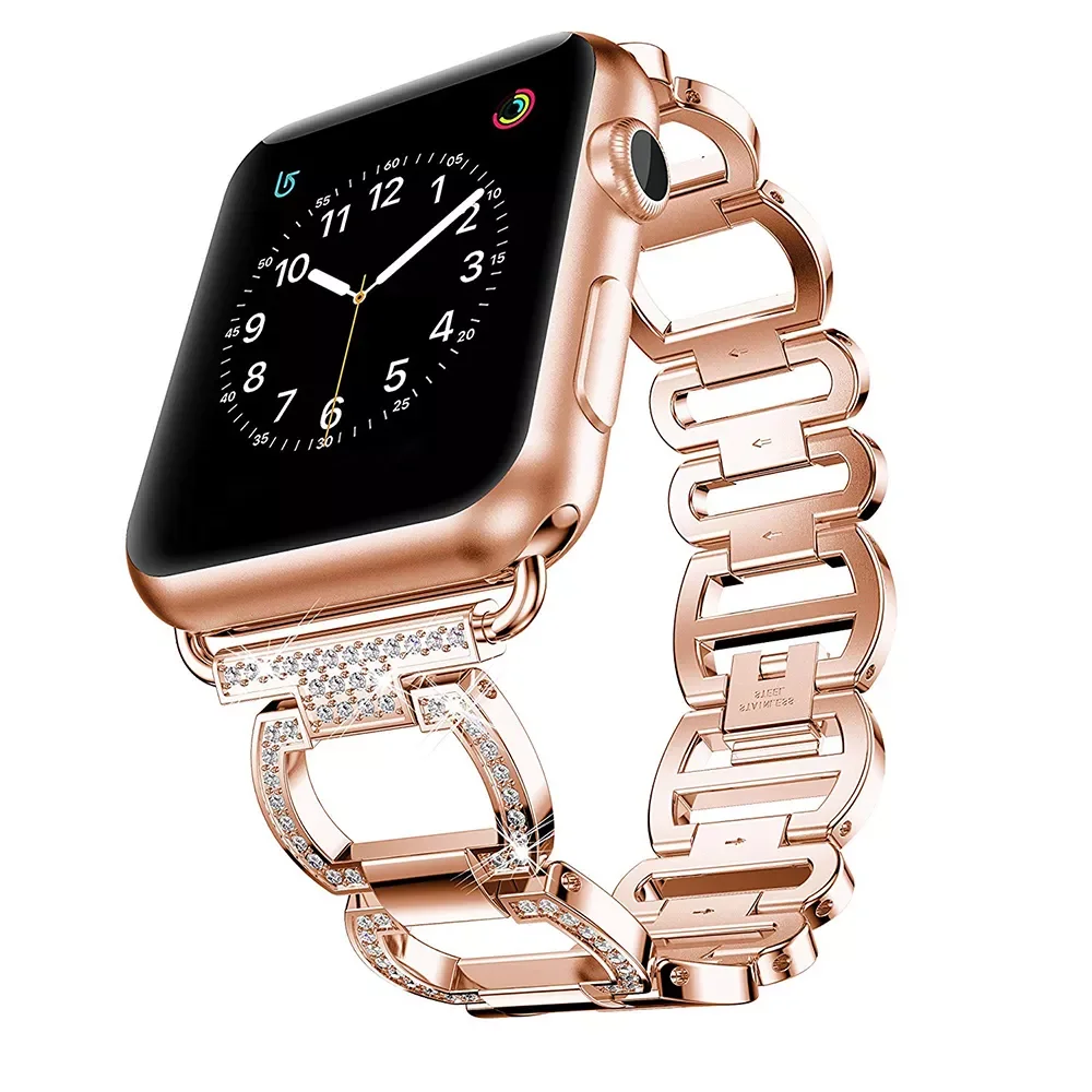 

Luxury Metal Diamond Bracelet for Apple Watch Band 44mm 41mm 42mm for iwatch 7 SE 6 5 4 3 38 45 40mm Stainless Steel Loop Strap
