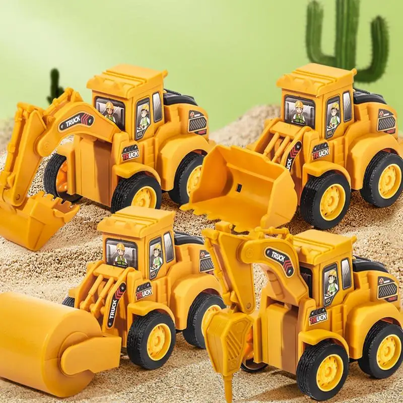 

4 Types Mini Construction Engineering Car Dump-car Dump Truck Model Christmas Gift Diecast Roller Bulldozers Dozer Classic Toy