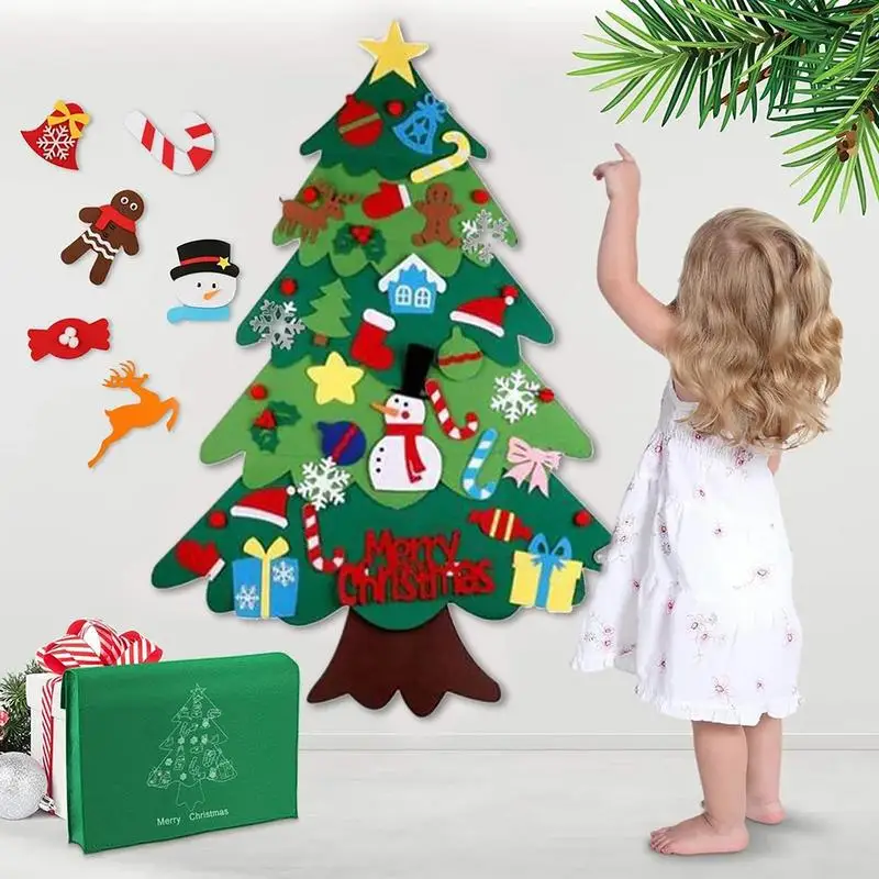 

DIY фетровая Рождественская елка, рождественские украшения для дома, новый год 2023, Искусственный Санта-Клаус, рождественские подарки для дет...