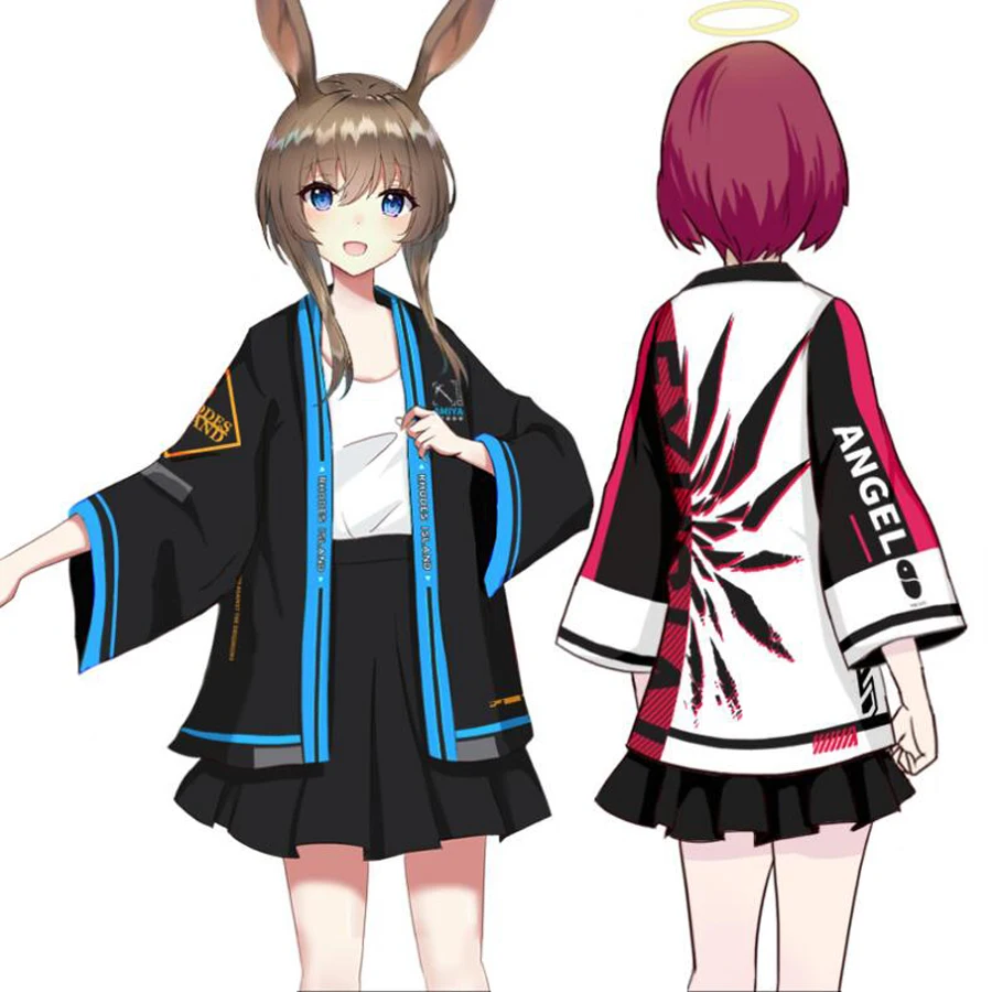 

Cosplay Game Arknights Shirt Japanese Kimono Cardigan Shirt men women haori yukata men kimono beach Short Sleeve Tops Boy girl