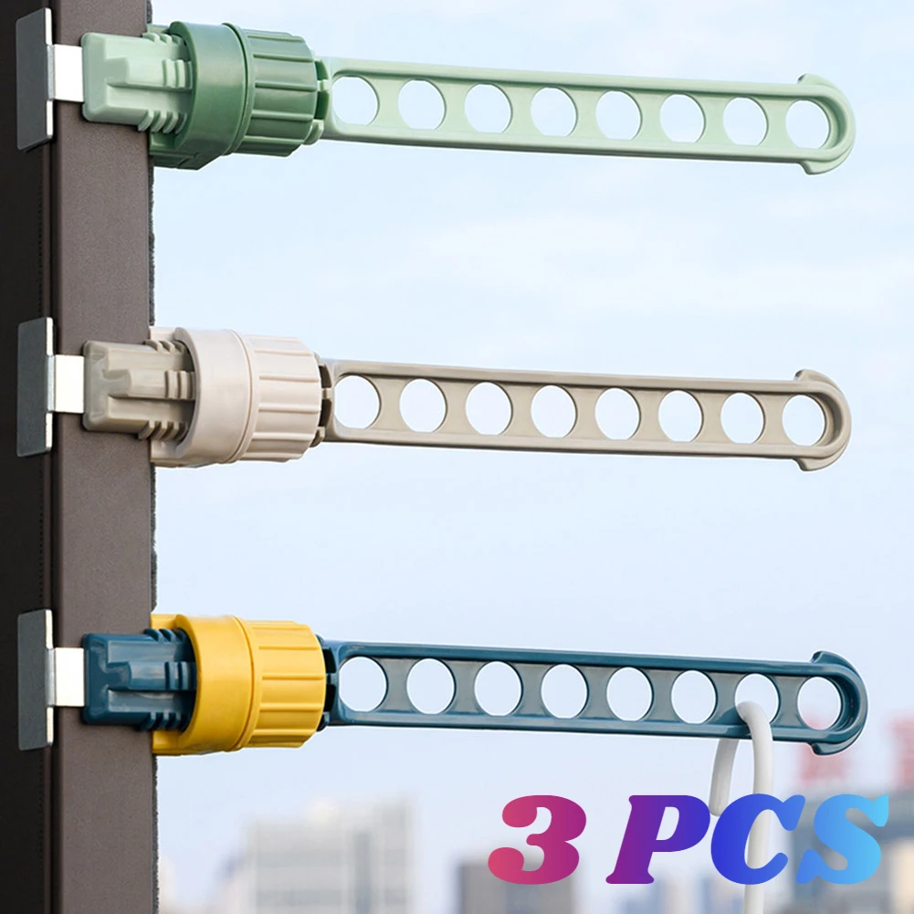 

3PCS Multifunctional Clothes Hanger 8 Holes Travel Hanging Drying Rack Portable Foldable Indoor Balcony Window Frame Organizer