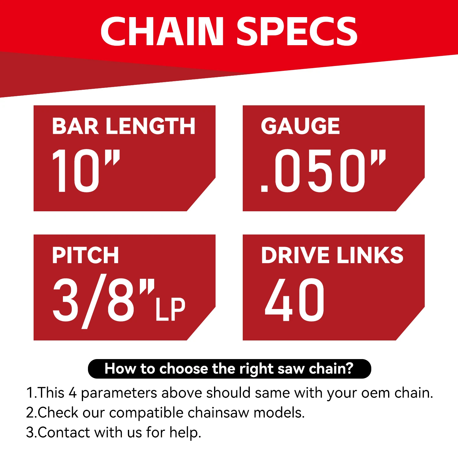 Цепь для бензопилы MRFARZ 4 шт. 10 дюймов 3/8 дюйма шаг LP калибр 0 050 40 приводных звеньев