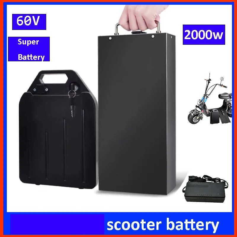 

For-hello Electric Scooter Lithium Battery Waterproof 18650 Battery 60V 40ah Two Wheels Foldable Citycoco Electric Scooter Bike