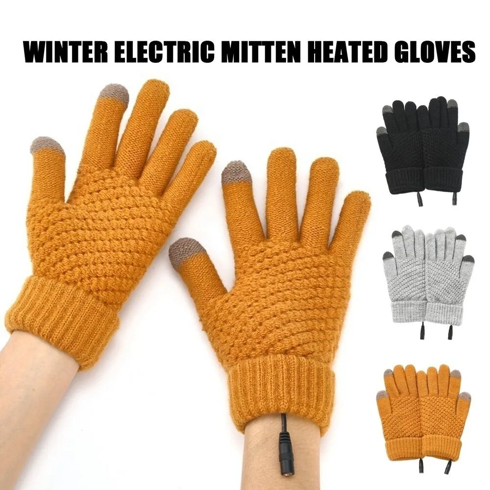 

Skiing Gloves Thickened Cold Proof Heated Gloves Touch Screen Knitted Gloves Winter Electric Mitten Full Finger Warmer