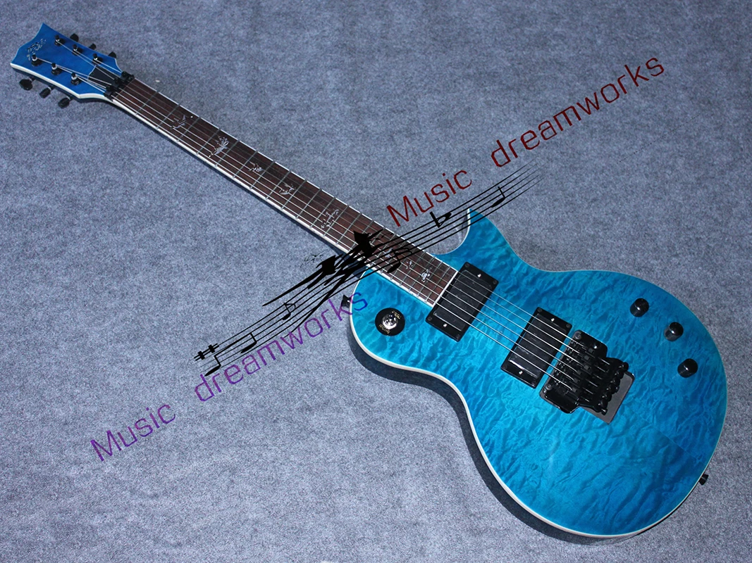 

Straight Hair Rock Electric Guitar, Mahogany Body, Quilted Maple Top Fingerboard Bird Mosaic, Floyd rose tremolo system guitar