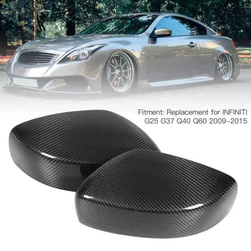 

2PCS Rearview Mirror Cover Carbon Fiber Replacement for INFINITI G25 G37 Q40 Q60 2009‑2015