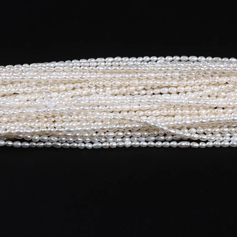 3-3 5 мм AAA натуральный пресноводный рисовый жемчуг оптовая продажа жемчужной нити