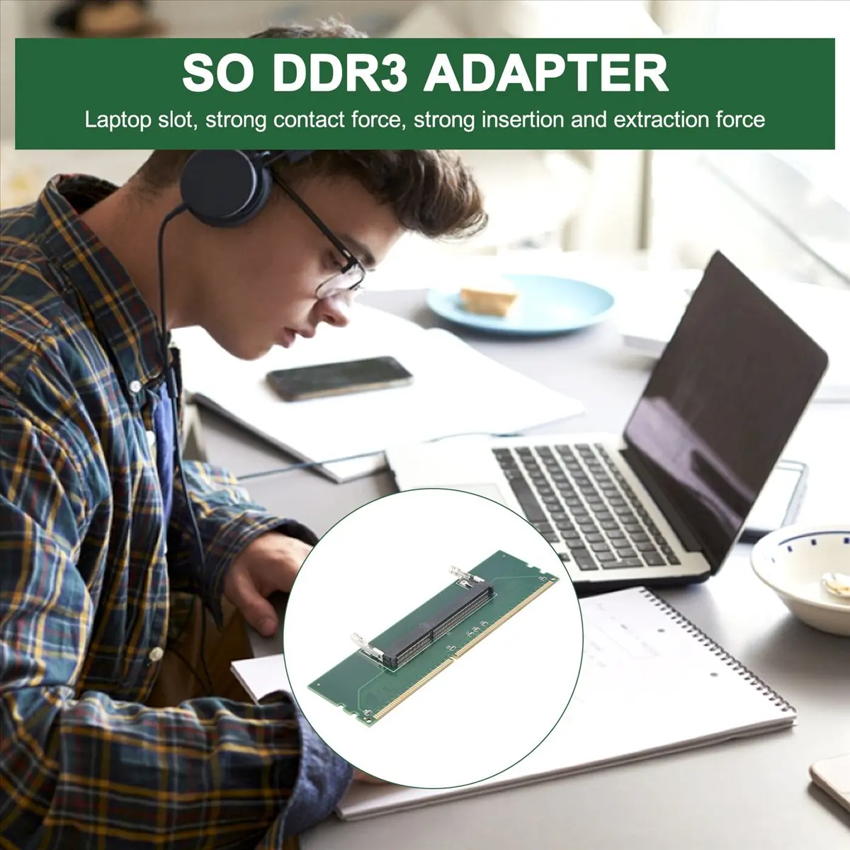 Фото 【A65I】 Адаптер памяти 1.5V DDR3 204 Pin SO-DIMM для ноутбука в слот DIMM для настольного компьютера №4