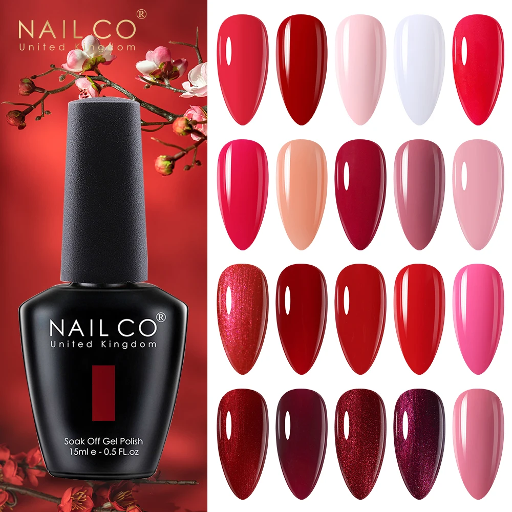 

NAILCO Gel Nail Polish 15ml Dark Red Blood Colors Series Nails Art Glitter Manicure UV Lakiery Hybrydowe Vernis Nails Gel Design
