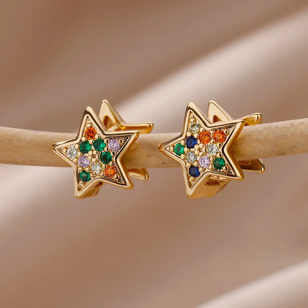 

Colored Zircon Star Earring For Women 2023 Trending Stainless Steel Star Earring Luxury New In Wedding Jewelry Gift aretes mujer