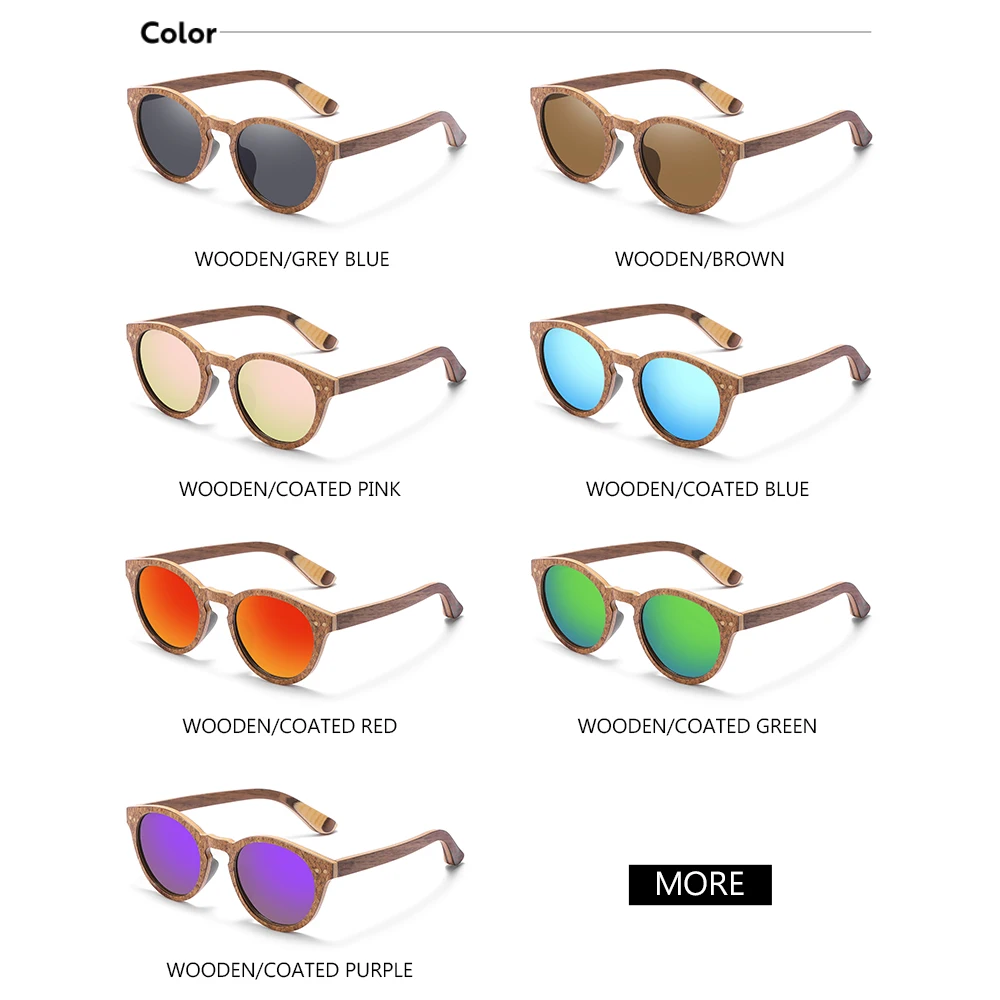 Овальные солнцезащитные очки деревянные поляризационные для мужчин и женщин