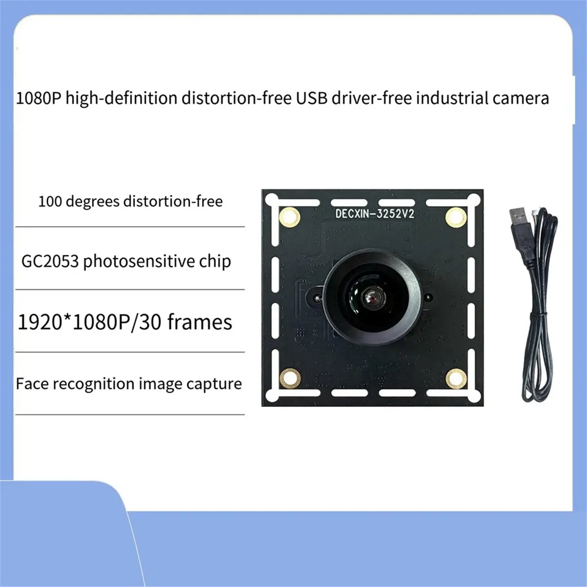 Фото N05R GC2053 2 МП 1080P USB-модуль камеры с углом обзора 100 градусов, без драйверов, с кабелем 2 м, подходит для системы автомат №3