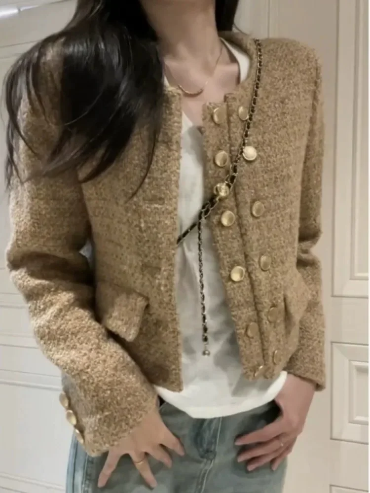 Hikigawa осенний корейский двубортный женский кардиган пальто винтажное