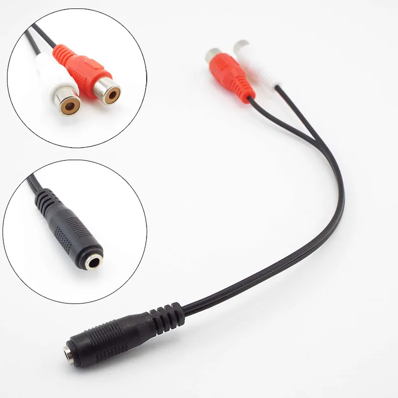 

Universal 3.5mm Stereo Audio Female connector Jack to 2 RCA female Socket to Headphone 3.5 Y Adapter Cable C1