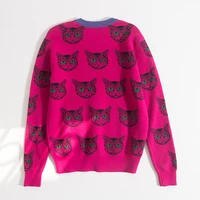 high quality runway designer cat print knitted sweaters pullovers women autumn winter long sleeve harajuku sweet jumper pullover