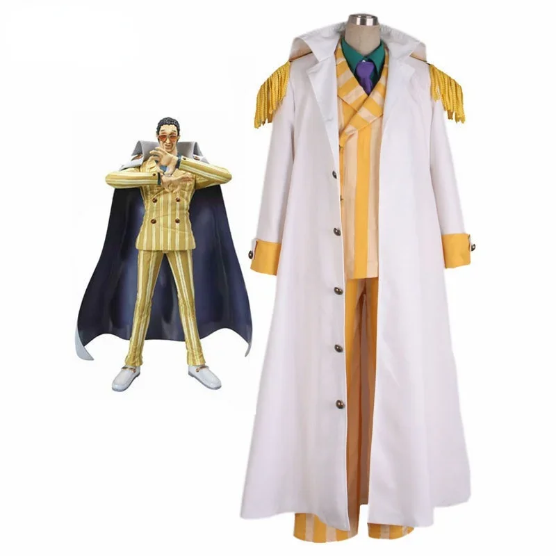 Аниме One Piece Kprusoian Хэллоуин Косплей Костюм Цельный морской пехоты Белый костюм