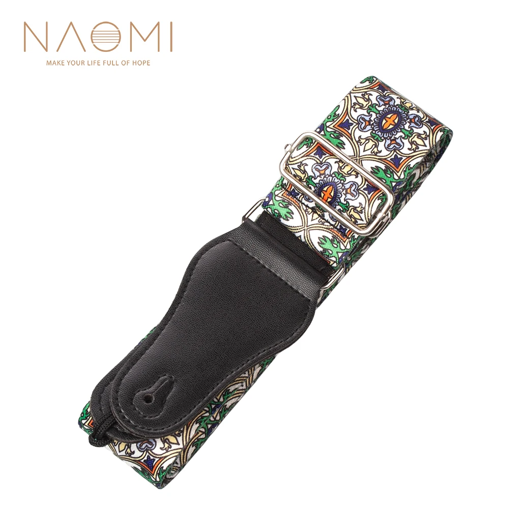 

NAOMI Nylon Guitar Strap Adjustable Guitar Strap Belt Flower Pattern For Acoustic Electric Bass Adjustable Soft Webbing Belt