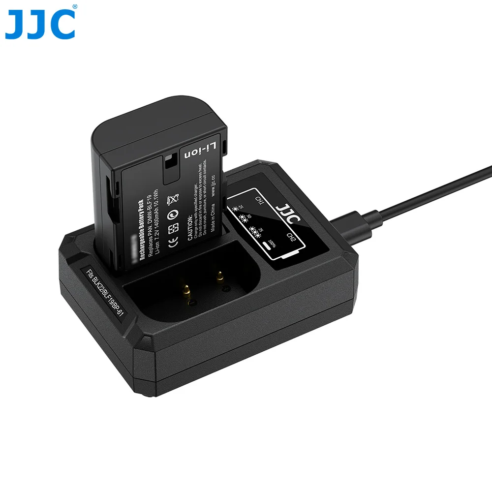 Зарядное устройство JJC DMW-BLF19 DMW-BLK22 USB с двумя слотами для аккумуляторов Panasonic Lumix DC-GH7 GH6 GH5 II GH5S GH5 GH4 GH3 S5 IIX S5 II S5 G9 (art.: 3920d9287cdb7) - 3920d9287cdb7