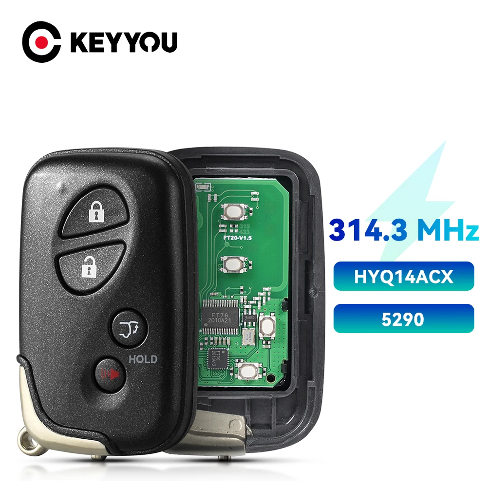 KEYYOU Keyless Remote Car Key 314.3MHz for Lexus RX350 RX450 RX450h GX460 LX570, HYQ14ACX, 271451-5290 G N E SUV Button