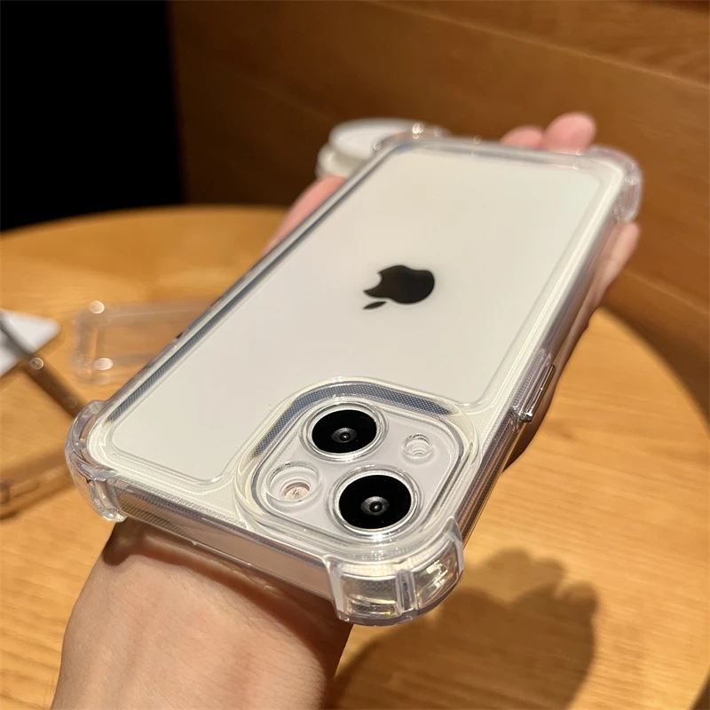 

Luxury Shockproof Clear Phone Case For iPhone 14 Plus 13 12 11 Pro Max X XR XS Silicone Bumper Transparent Hard Back Cover