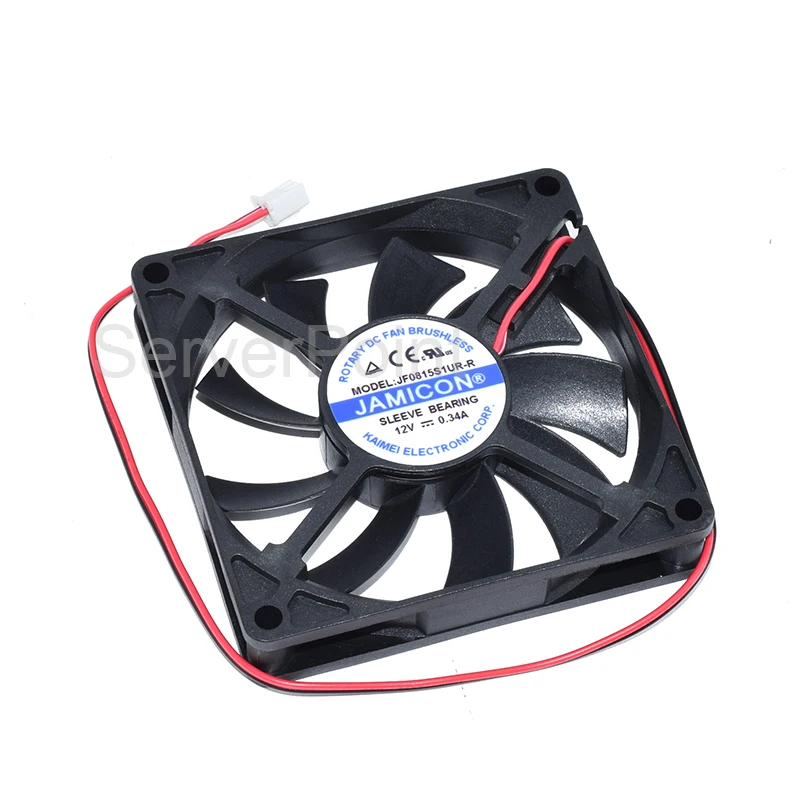 Подлинная Новый JF0815S1UR-R DC 12V 0.34A 80x80x15 мм два контакта Вентилятор охлаждения