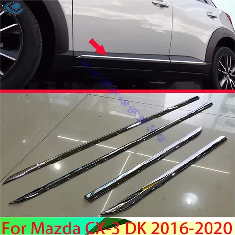 Для Mazda CX-3 DK 2016-2020 автомобильные аксессуары ABS хромированная боковая дверная линия гарнирная отделка кузова акцентная молдинговая крышка Защитная рамка